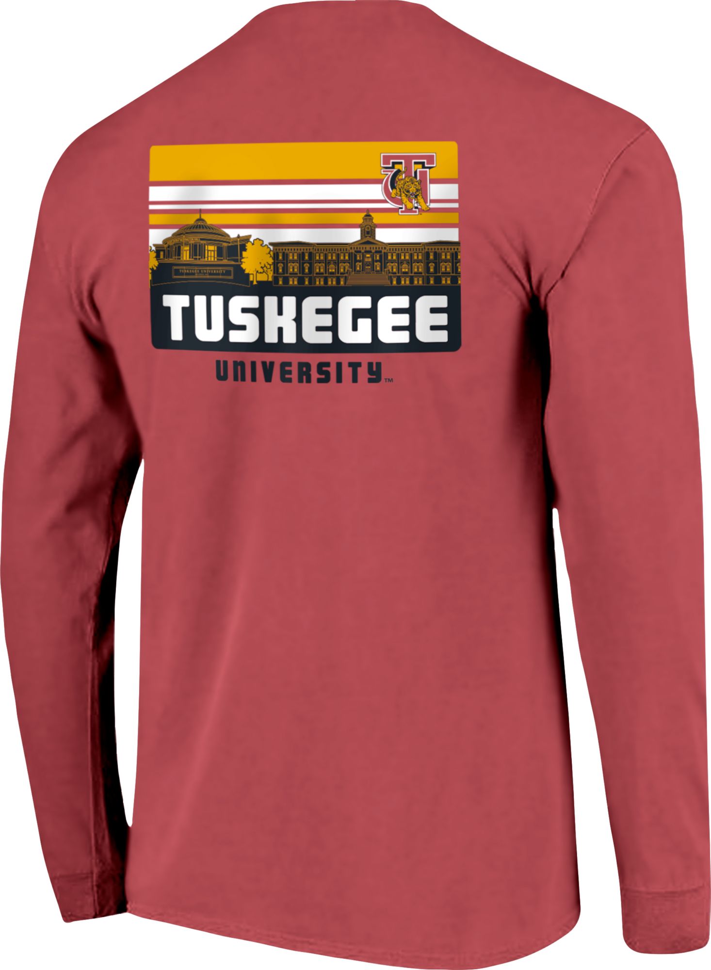 Image One Men's Tuskegee Golden Tigers Crimson Campus Skyline Long Sleeve T-Shirt product image