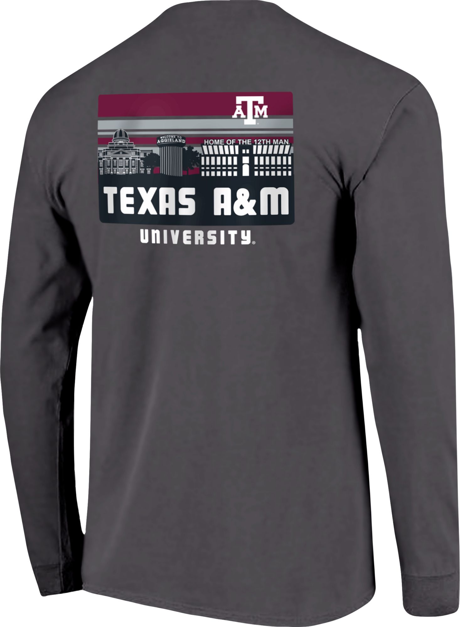 Image One Men's Texas A&M Aggies Grey Campus Skyline Long Sleeve T-Shirt product image