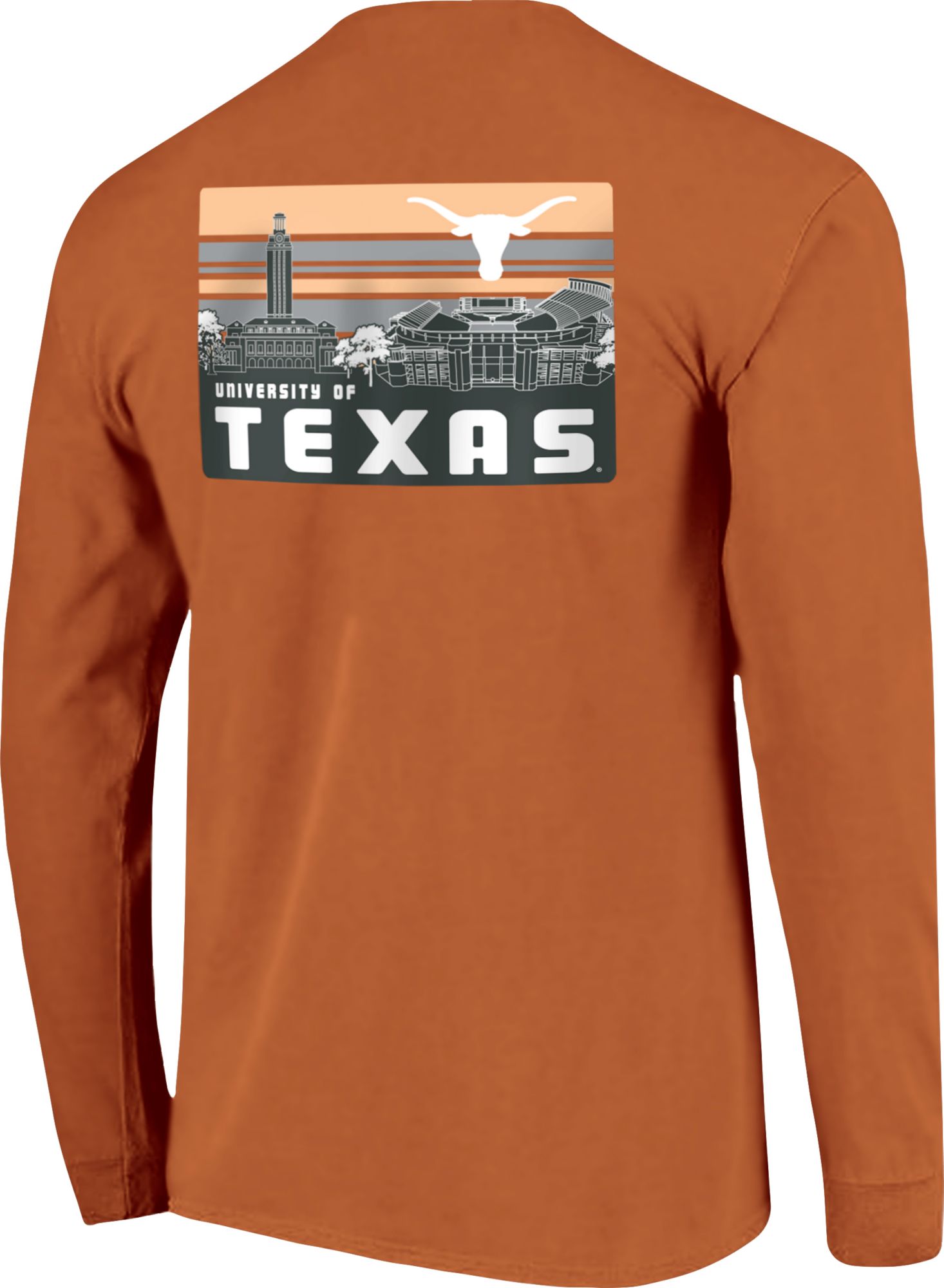 Image One Men's Texas Longhorns Burnt Orange Campus Skyline Long Sleeve T-Shirt product image