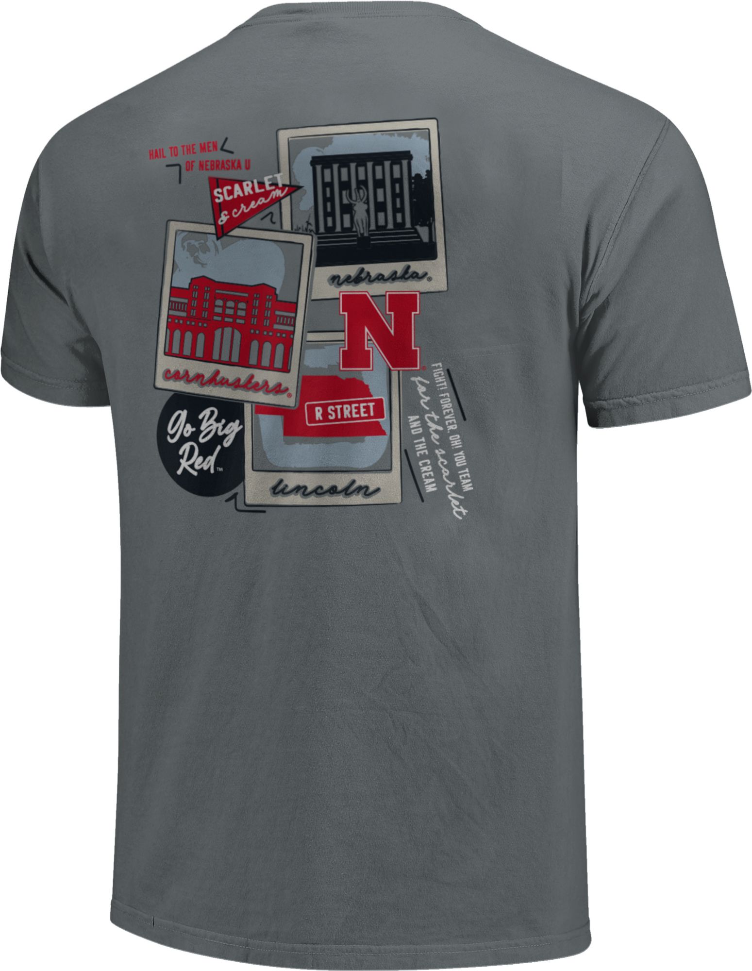 Image One Men's Nebraska Cornhuskers Grey Campus Polaroids T-Shirt product image