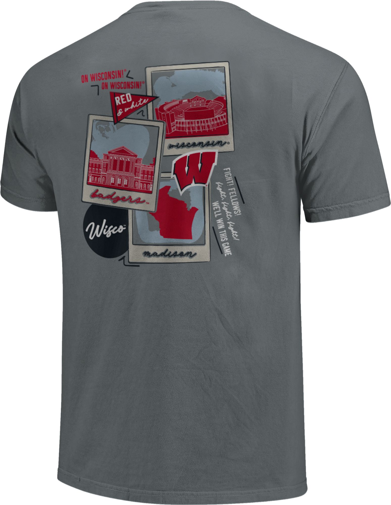 Image One Men's Wisconsin Badgers Grey Campus Polaroids T-Shirt product image