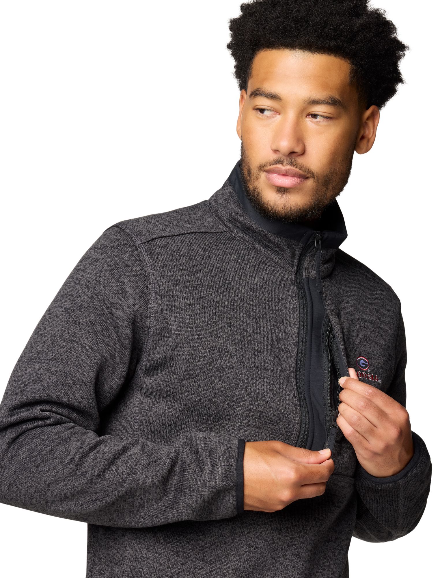 Columbia Men's Georgia Bulldogs Black Heather Sweater Weather 1/2 Zip Pullover product image