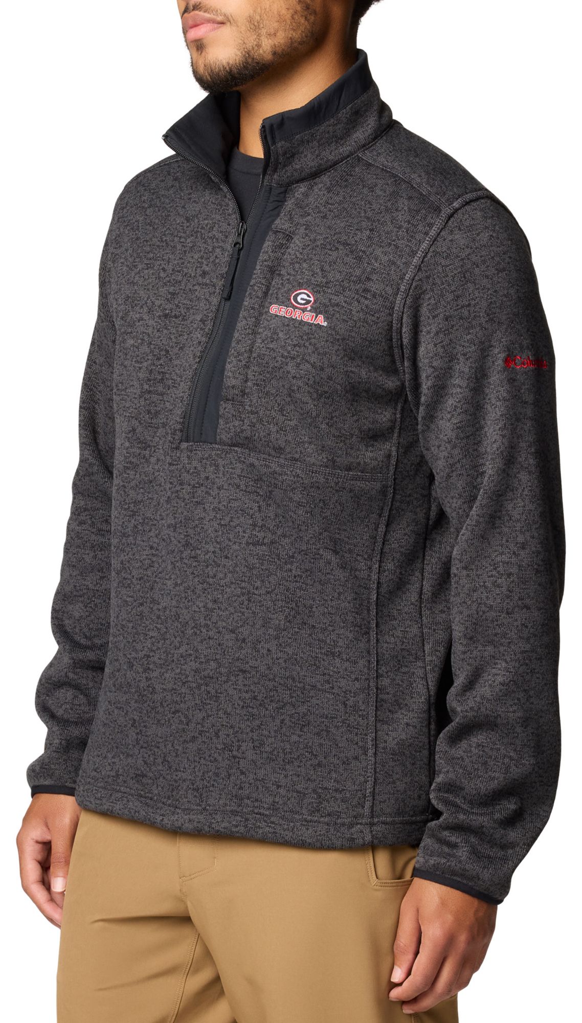 Columbia Men's Georgia Bulldogs Black Heather Sweater Weather 1/2 Zip Pullover product image