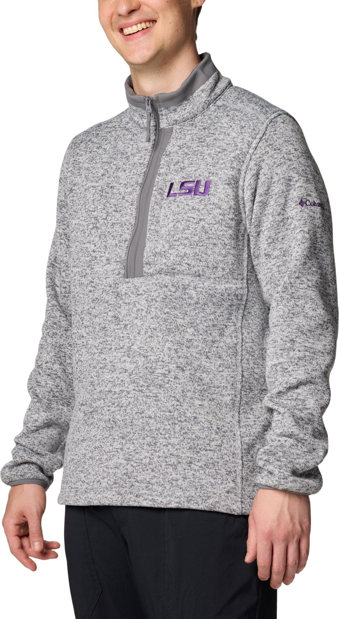 Columbia Men's LSU Tigers Grey Heather Sweater Weather 1/2 Zip Pullover product image