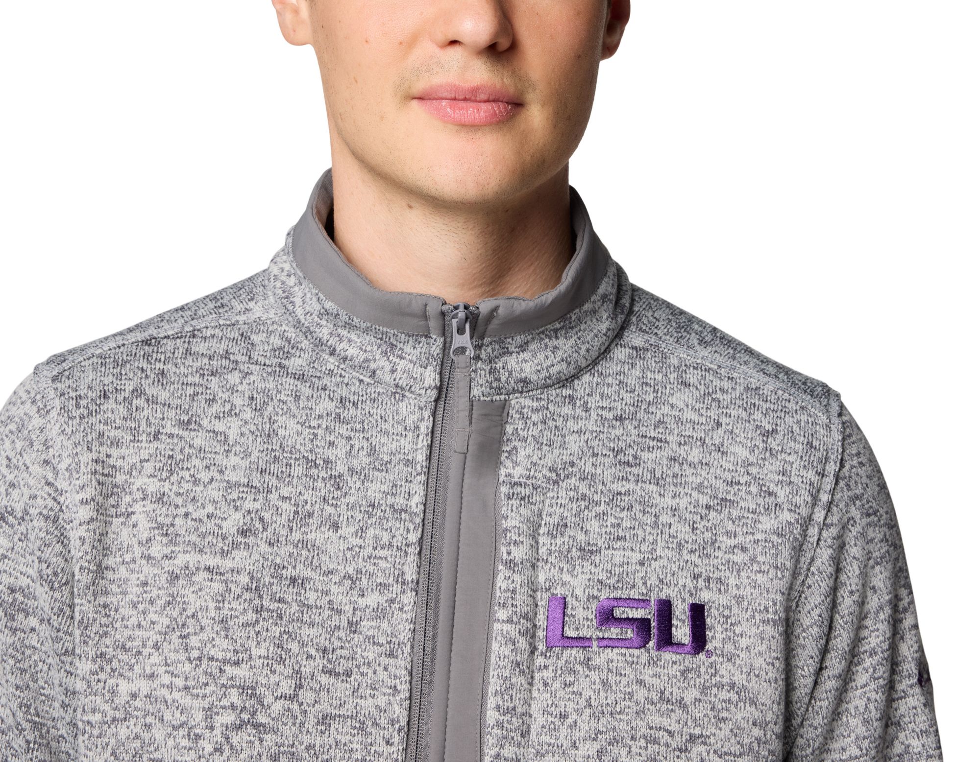 Columbia Men's LSU Tigers Grey Heather Sweater Weather 1/2 Zip Pullover product image