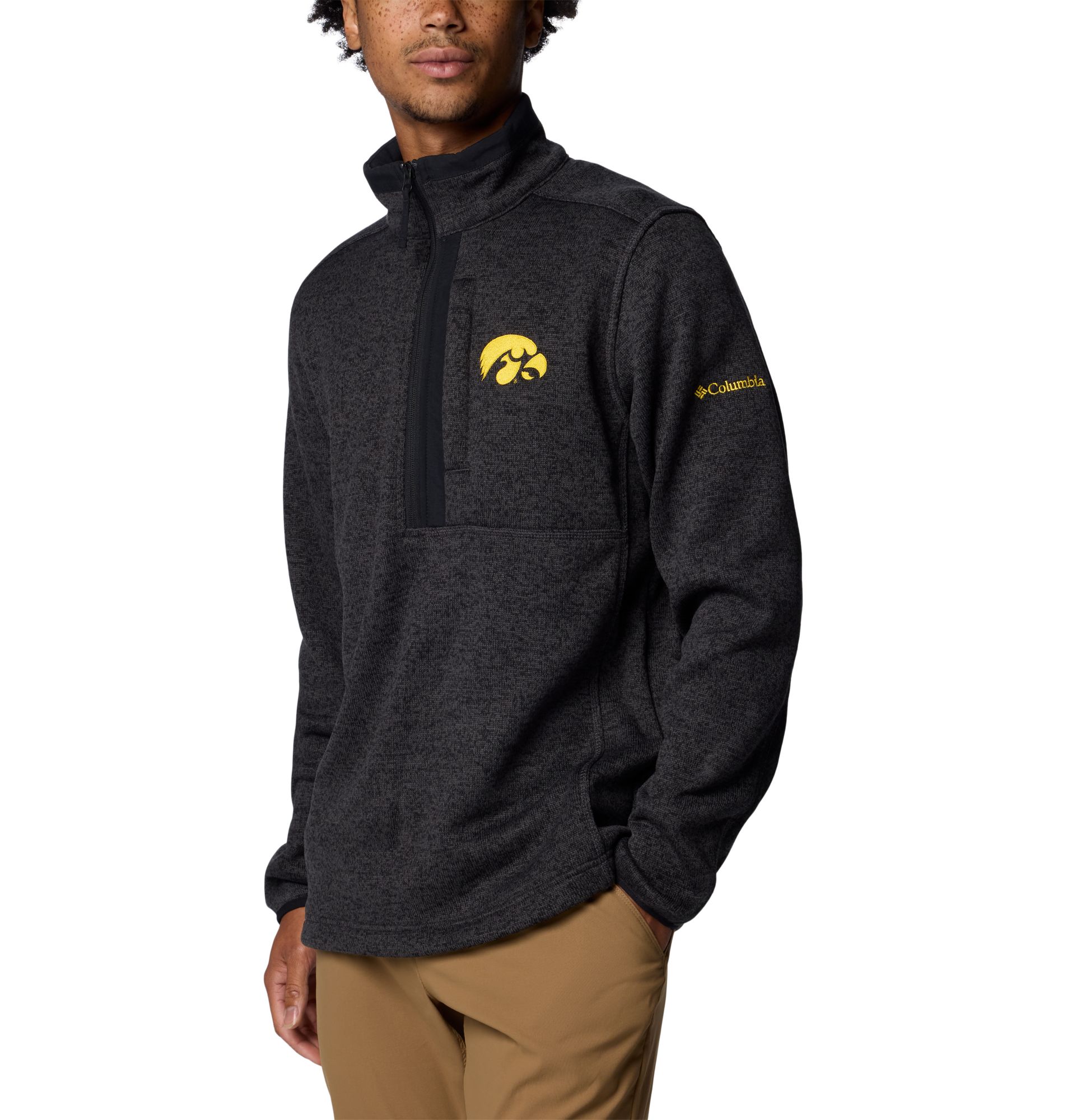 Columbia Men's Iowa Hawkeyes Black Heather Sweater Weather 1/2 Zip Pullover product image
