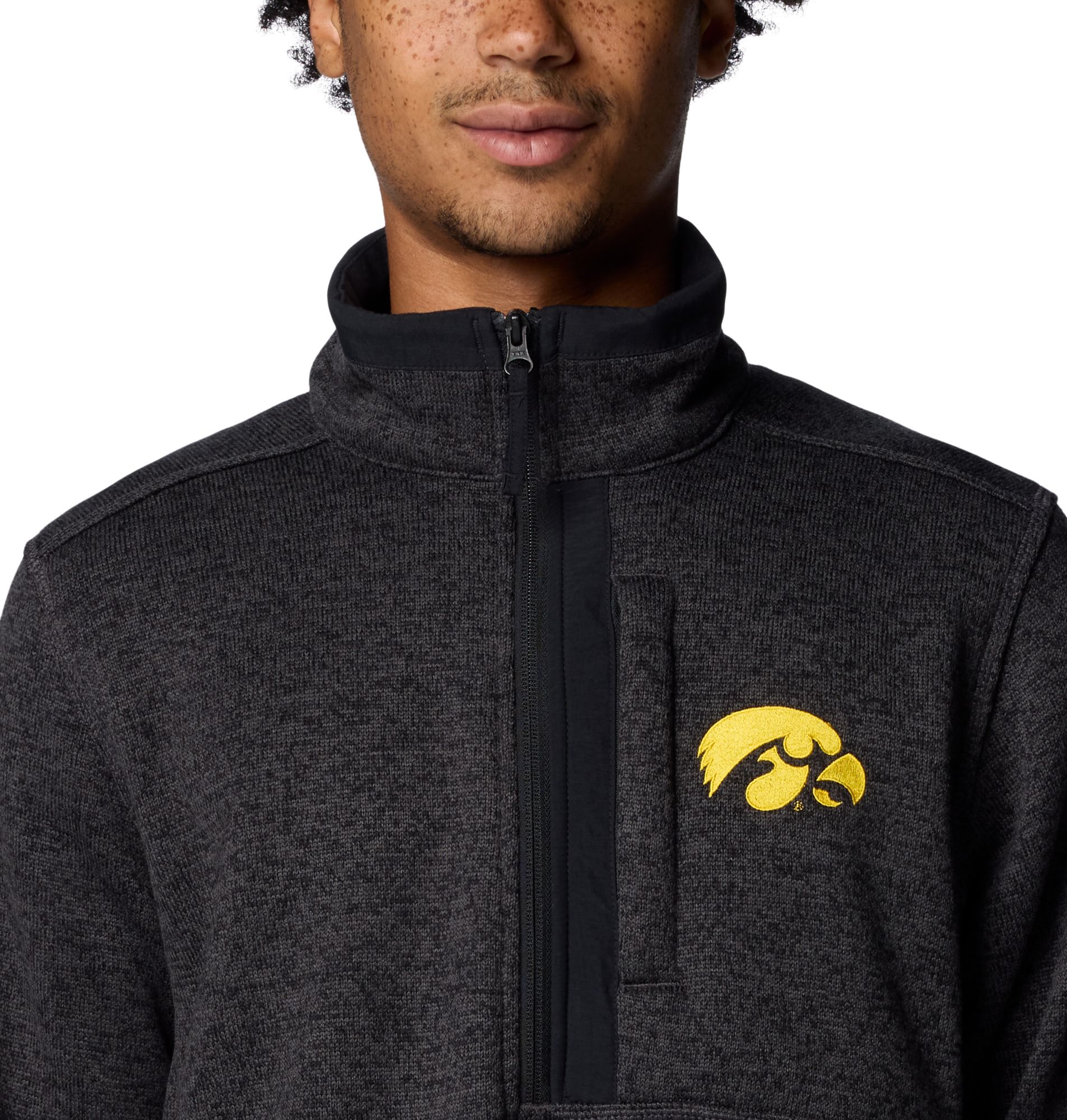 Columbia Men's Iowa Hawkeyes Black Heather Sweater Weather 1/2 Zip Pullover product image