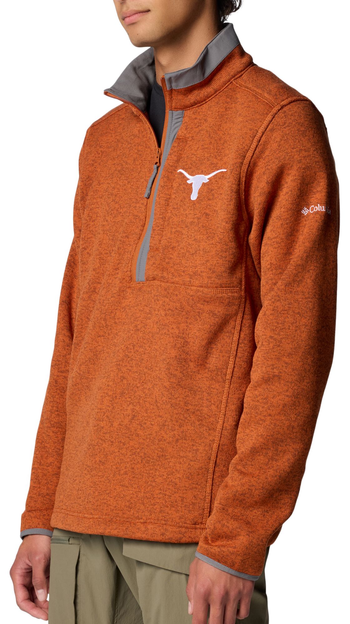 Columbia Men's Texas Longhorns Orange Heather Sweater Weather 1/2 Zip Pullover product image