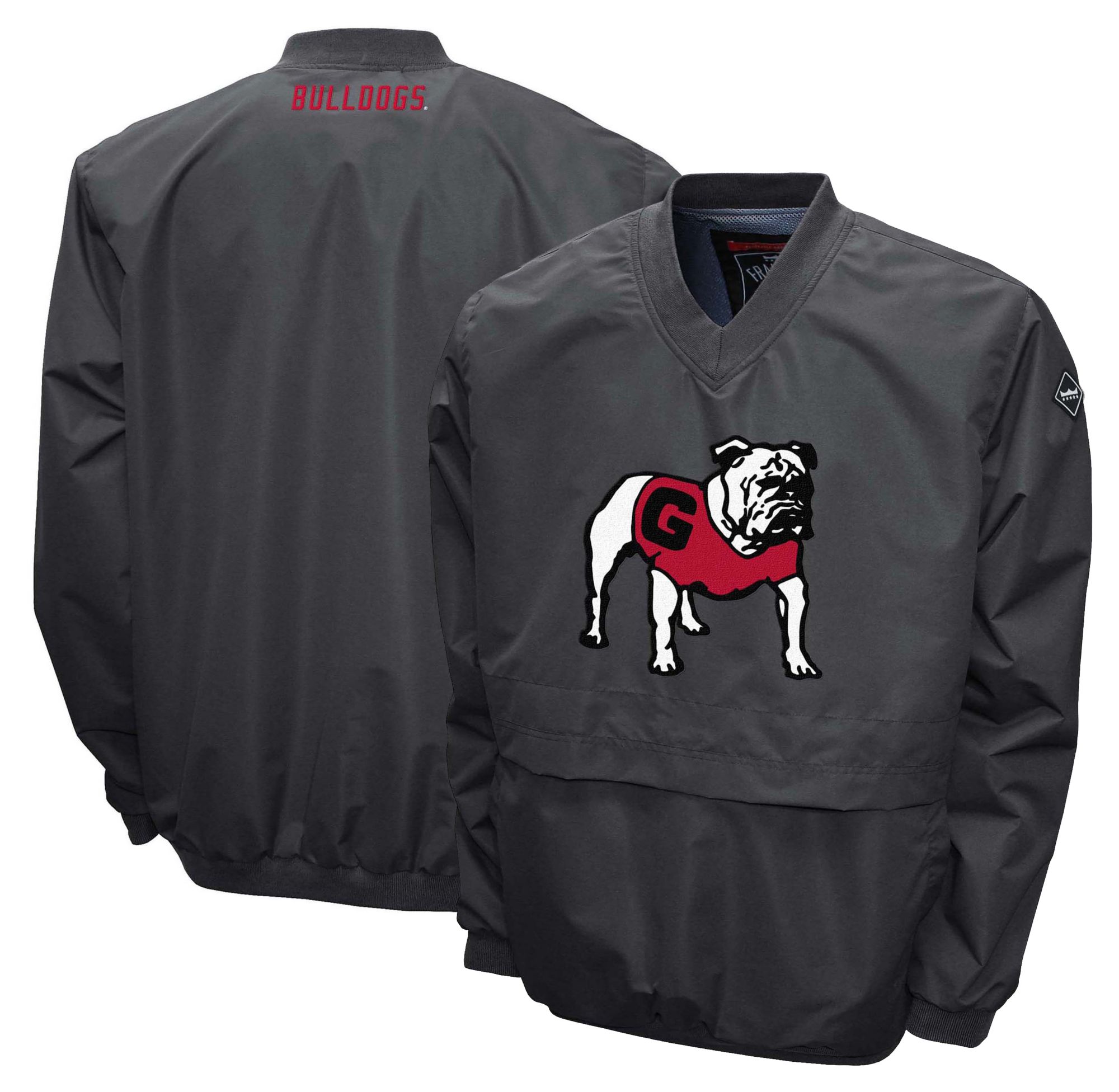 Franchise Club Men's Georgia Bulldogs Grey Big Logo Windshell Pullover product image
