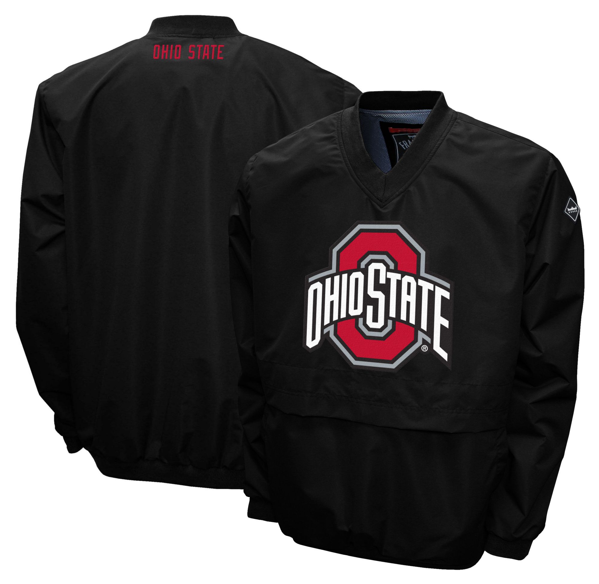 Franchise Club Men's Ohio State Buckeyes Black Big Logo Windshell Pullover product image
