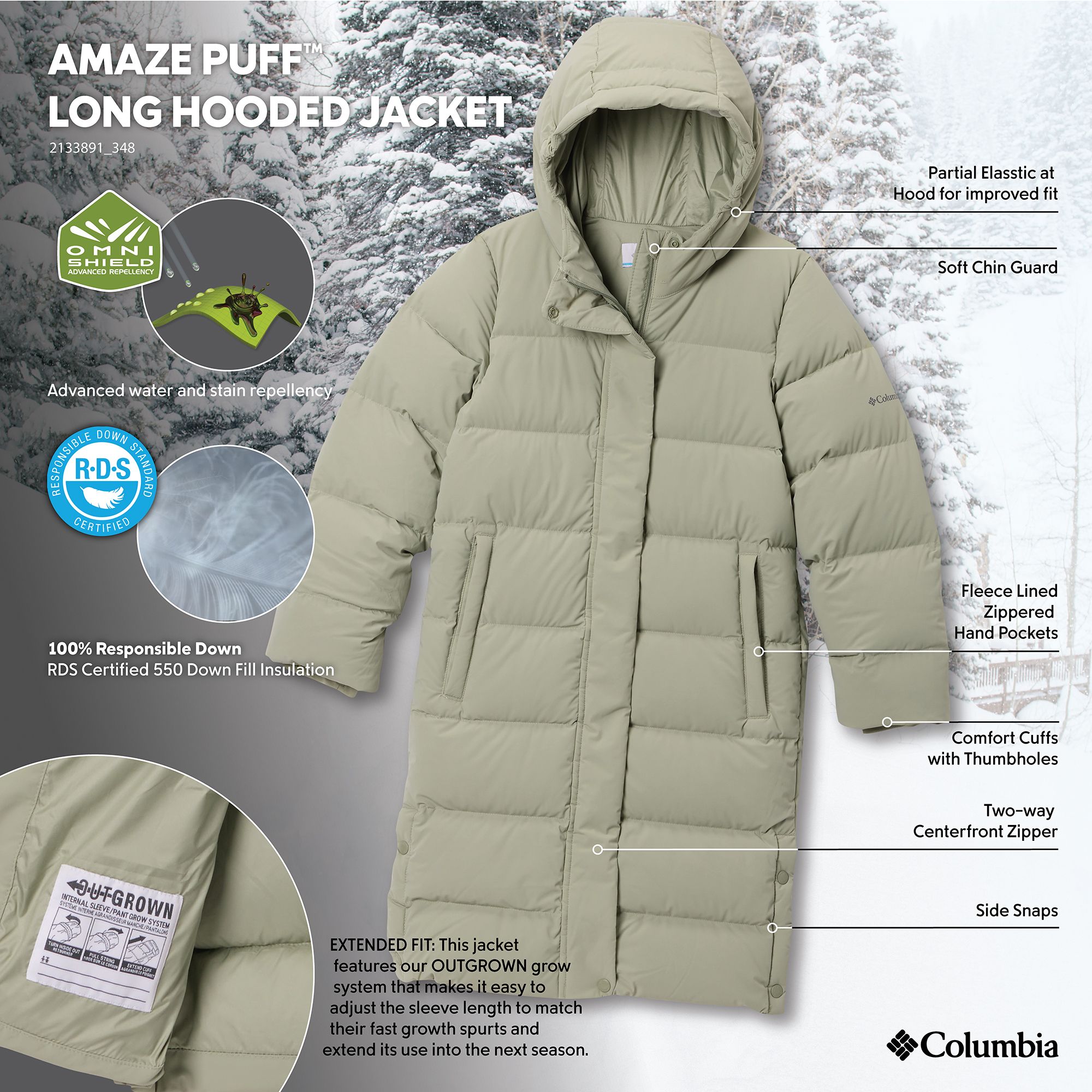 Columbia Girls' Amaze Puff Long Hooded Jacket product image