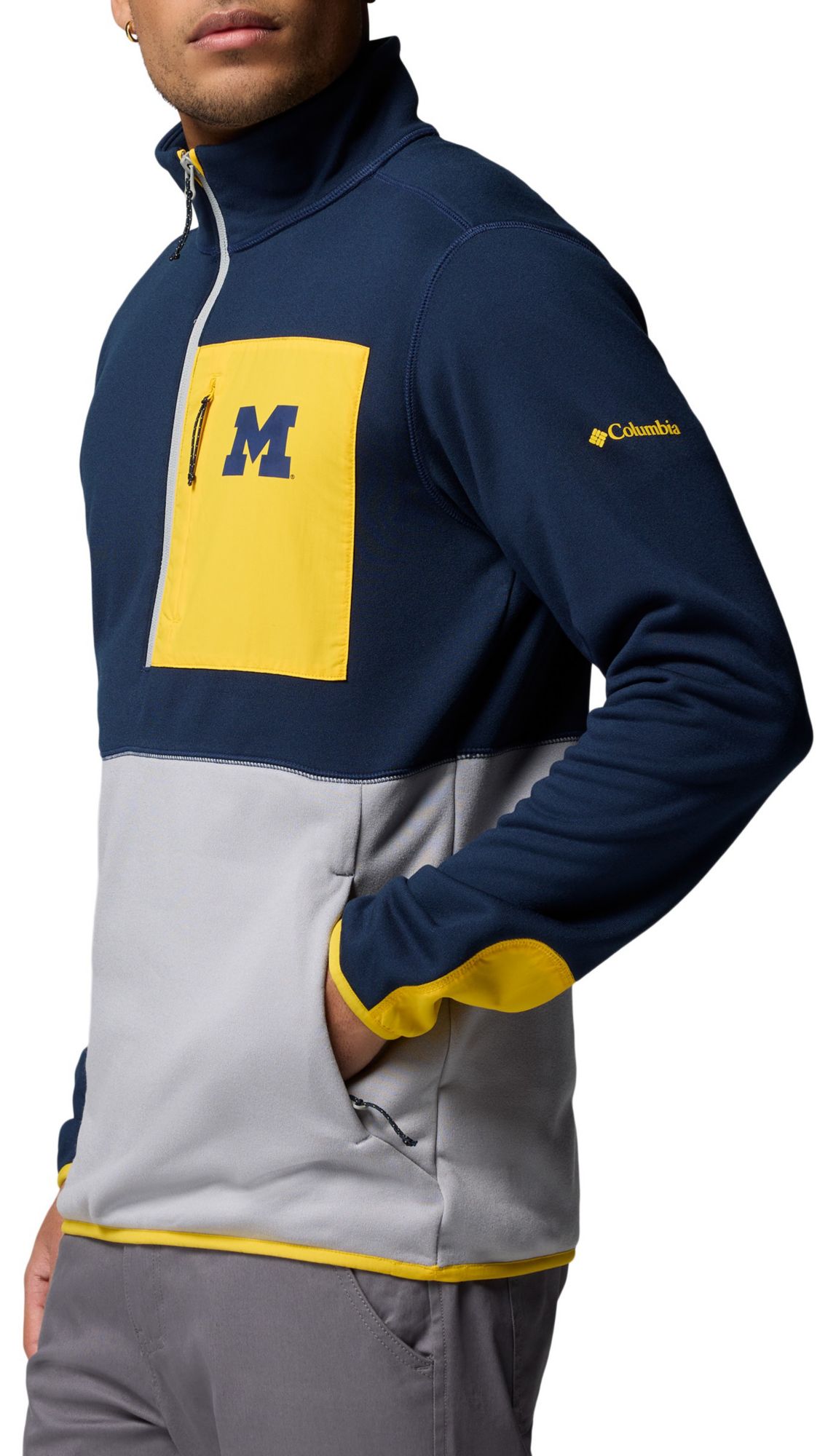 Columbia Men's Michigan Wolverines Collegiate Navy Hike Half-Zip Jacket product image