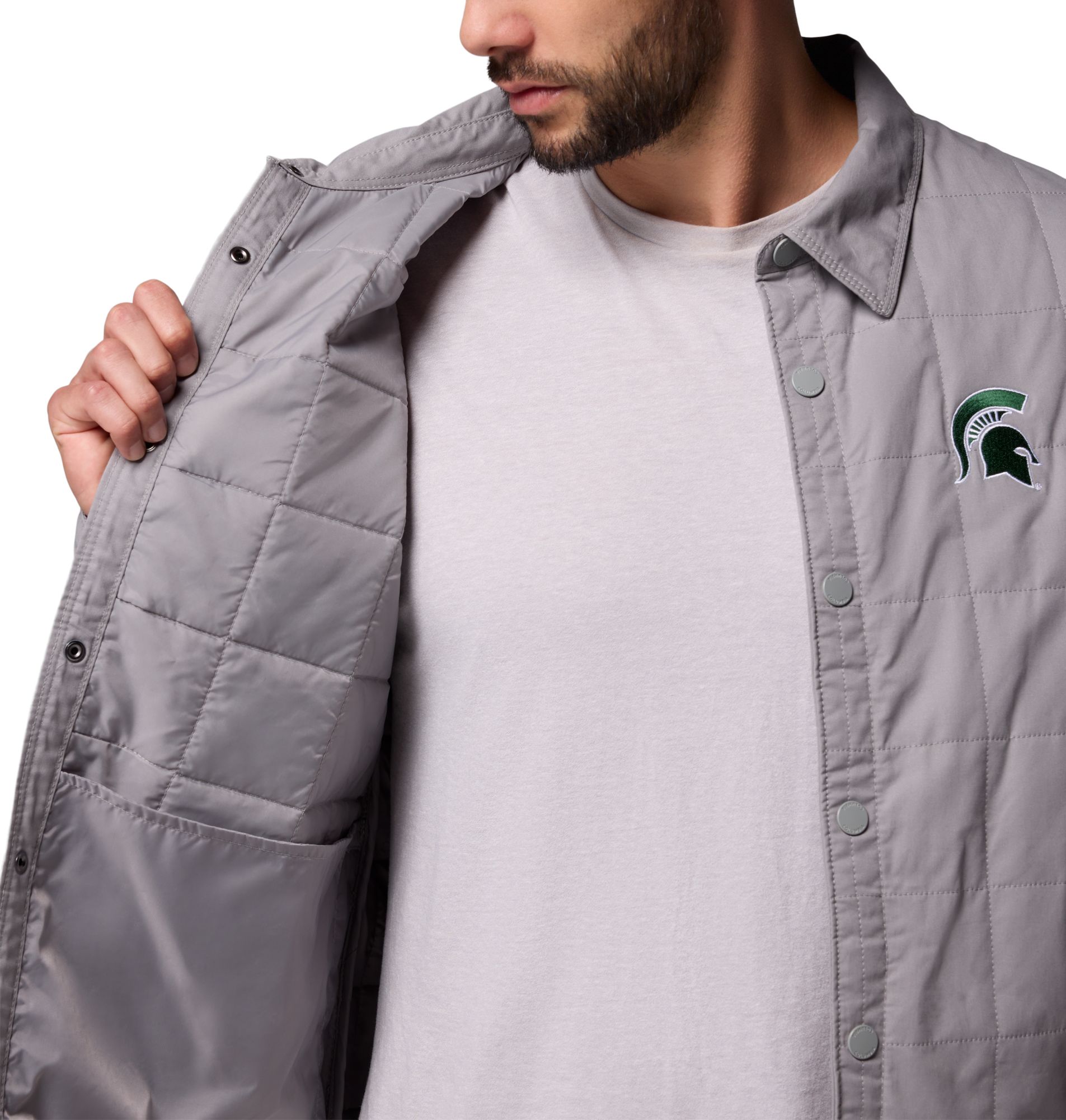 Columbia Men's Michigan State Spartans Light Grey Campus Roam Quilted Jacket product image