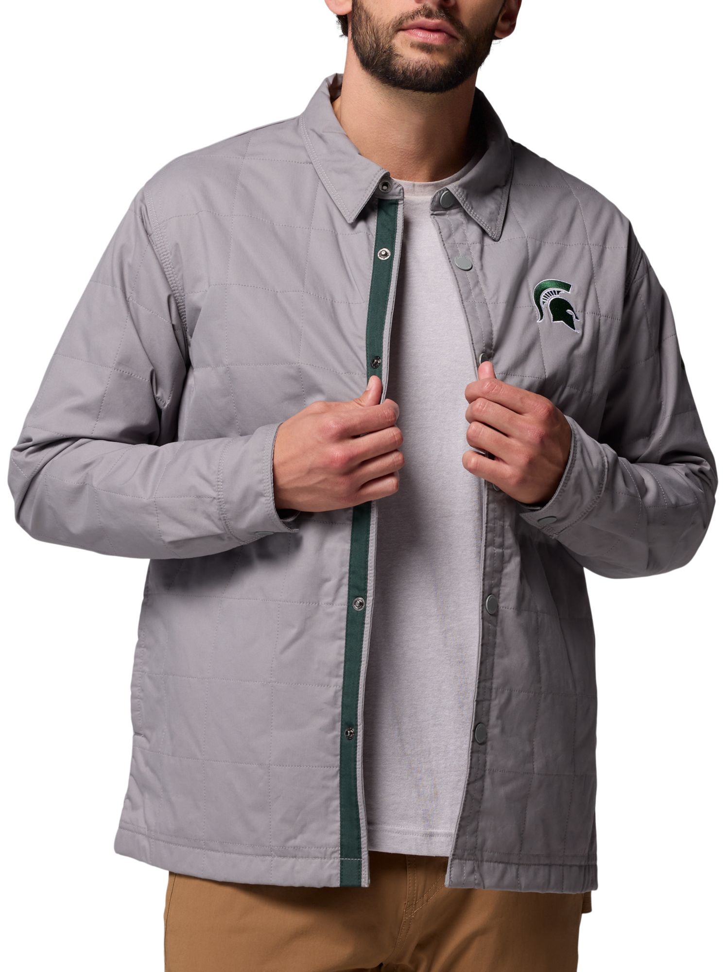 Columbia Men's Michigan State Spartans Light Grey Campus Roam Quilted Jacket product image
