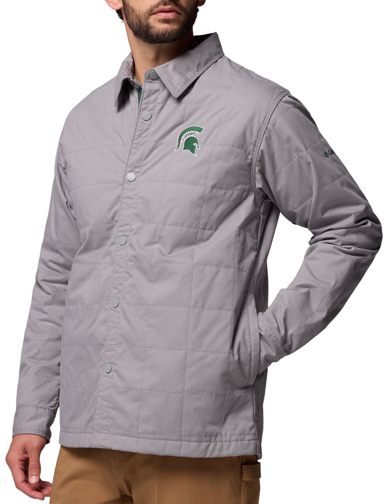 Columbia Men's Michigan State Spartans Light Grey Campus Roam Quilted Jacket product image
