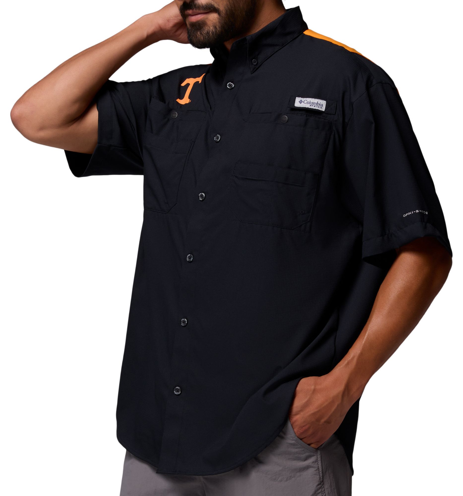 Columbia Men's Tennessee Volunteers Black/Orange Tamiami Colorblock Short Sleeve T-Shirt product image