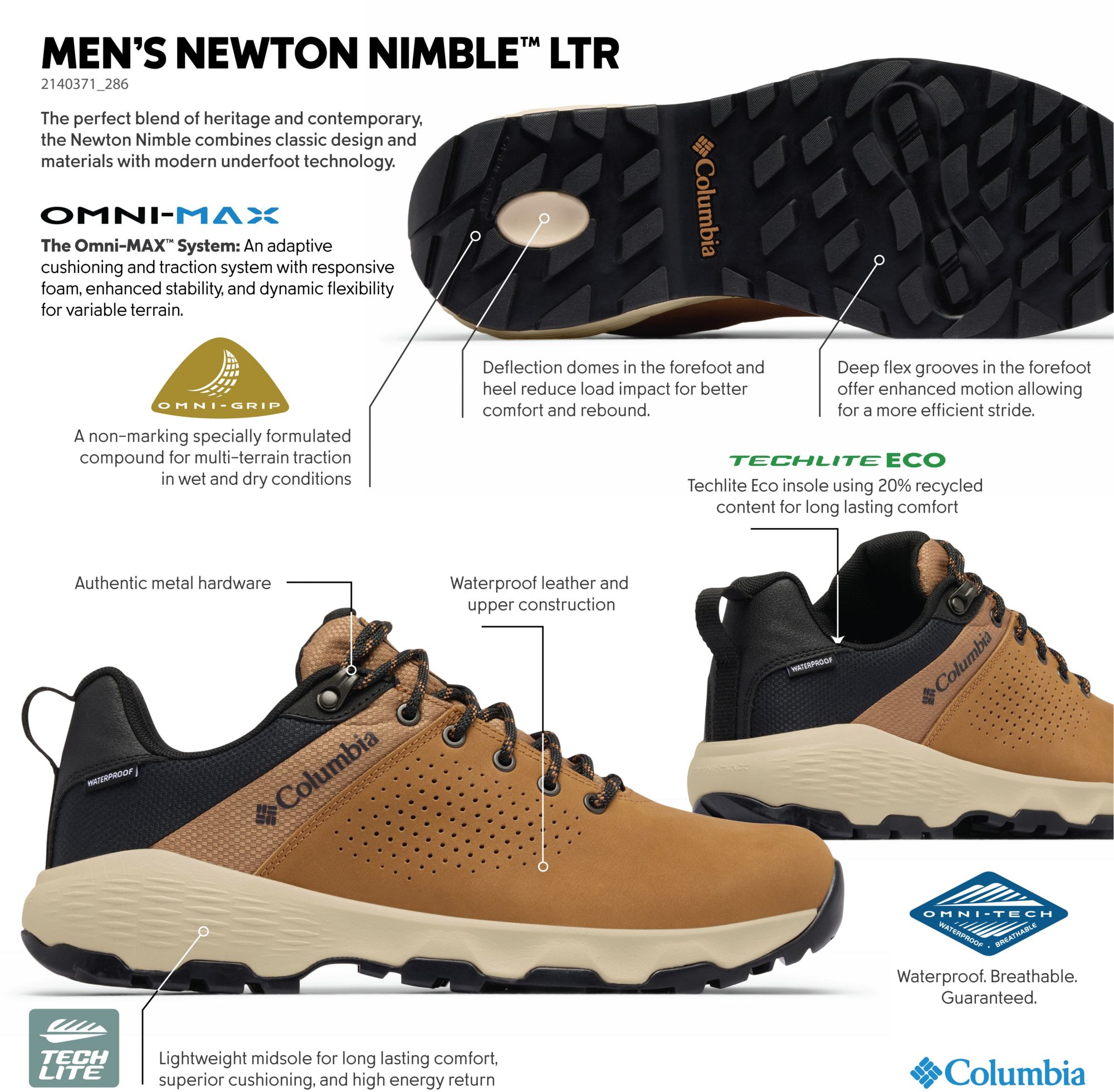 Columbia Men's Newton Nimble Leather Waterproof Hiking Boots product image