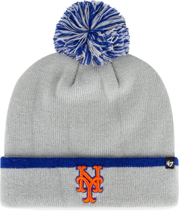 ‘47 Men's New York Mets Grey Bar Cuffed Knit Pom Hat product image