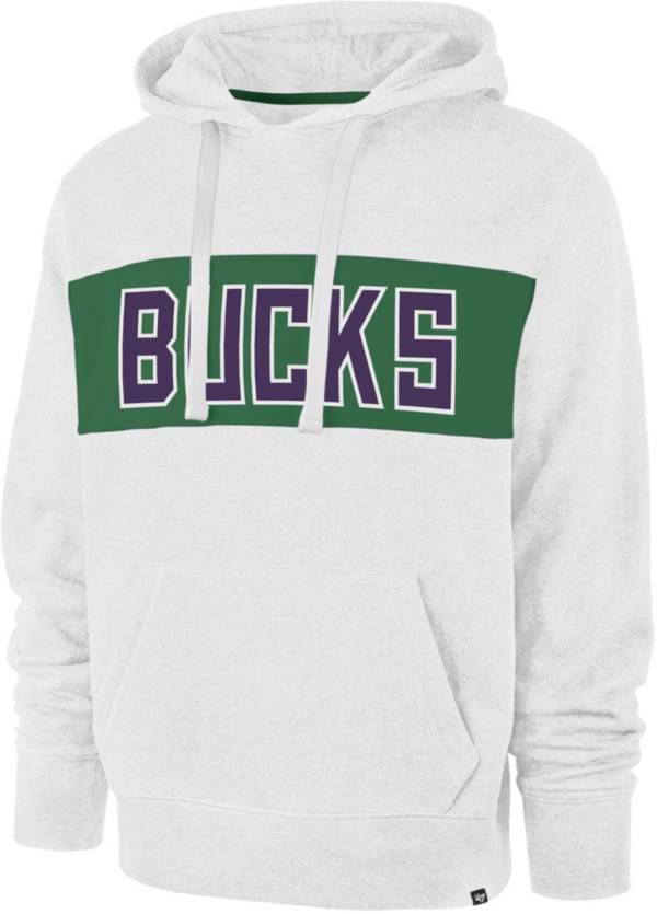 ‘47 Men's 2021-22 City Edition Milwaukee Bucks White Chest Pass Pullover Hoodie