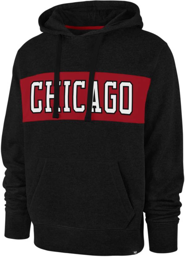 ‘47 Men's 2021-22 City Edition Chicago Bulls Black Chest Pass Pullover Hoodie