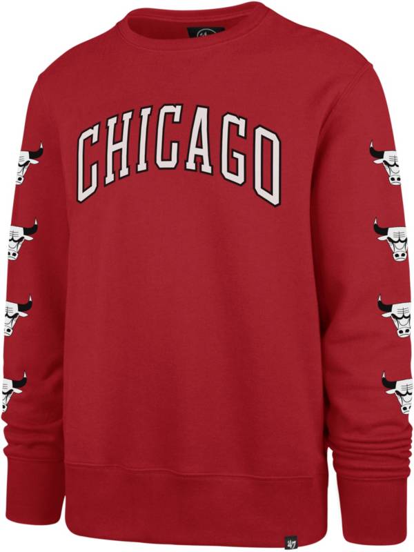 ‘47 Men's 2021-22 City Edition Chicago Bulls Red Headline Crewneck Sweatshirt