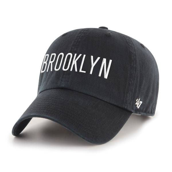 ‘47 Men's Brooklyn Nets Black Brooklyn Clean Up Adjustable Hat