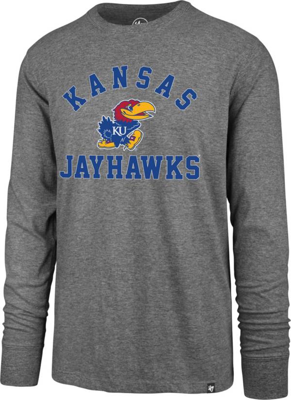 ‘47 Men's Kansas Jayhawks Grey Super Rival Long Sleeve T-Shirt