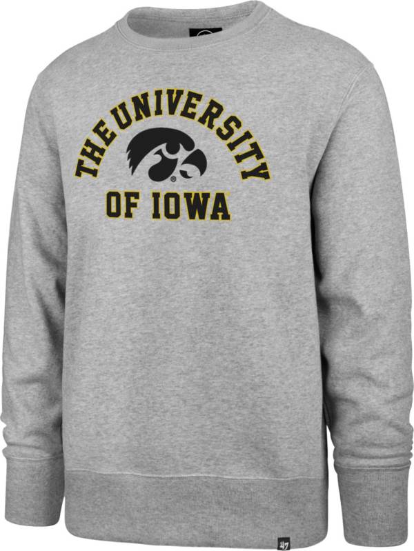 ‘47 Men's Iowa Hawkeyes Grey Headline Crew Pullover Sweatshirt