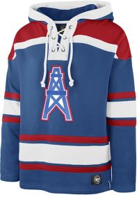 Houston Oilers '47 Lacer V-Neck Pullover Hoodie - Powder Blue/Red