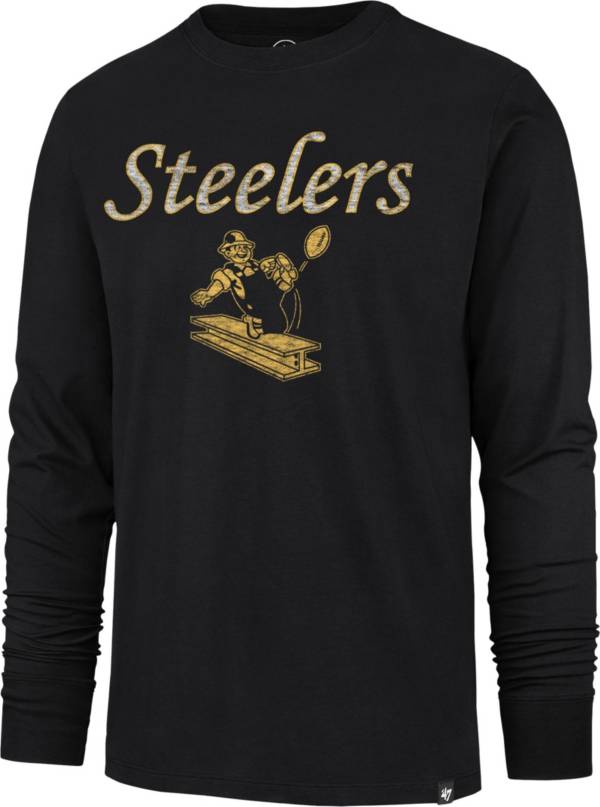 '47 Men's Pittsburgh Steelers Replay Franklin Legacy Black Long Sleeve T-Shirt product image