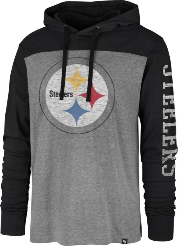 '47 Men's Pittsburgh Steelers Grey Hooded Long Sleeve Shirt product image