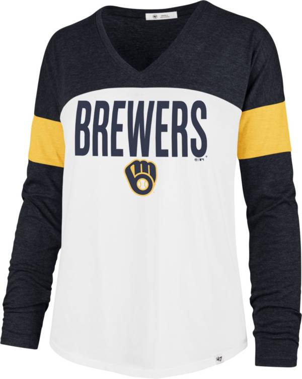 '47 Women's Milwaukee Brewers White Axel Long Sleeve T-Shirt