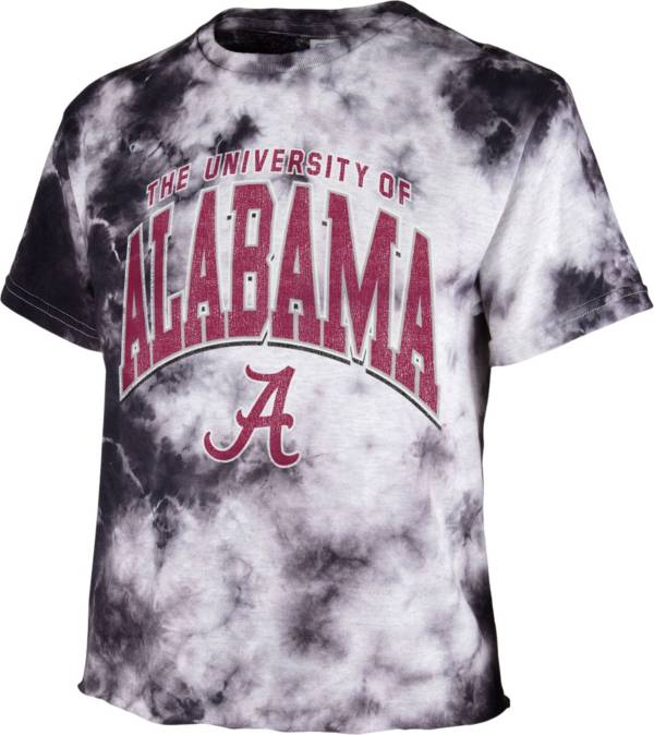 ‘47 Women's Alabama Crimson Tide Black Cropped Tie-Dye T-Shirt
