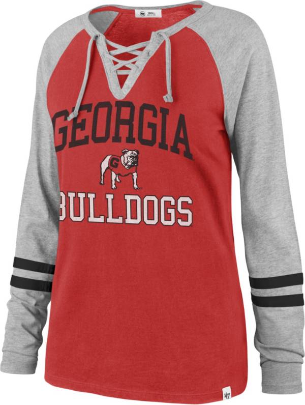 ‘47 Women's Georgia Bulldogs Red Lace-Up Long Sleeve T-Shirt