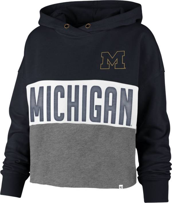 ‘47 Women's Michigan Wolverines Blue Lizzy Cut Off Pullover Hoodie product image