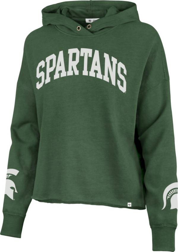 ‘47 Women's Michigan State Spartans Green Cropped Pullover Hoodie