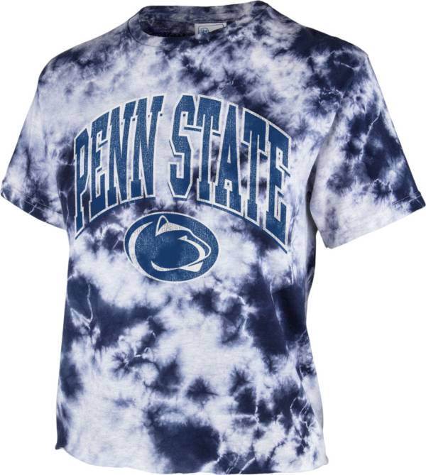 ‘47 Women's Penn State Nittany Lions Blue Cropped Tie-Dye T-Shirt