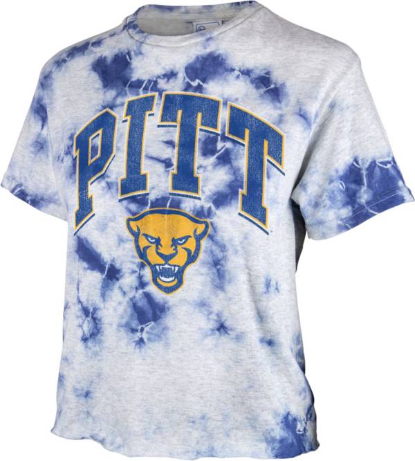 ‘47 Women's Pitt Panthers Blue Cropped Tie-Dye T-Shirt