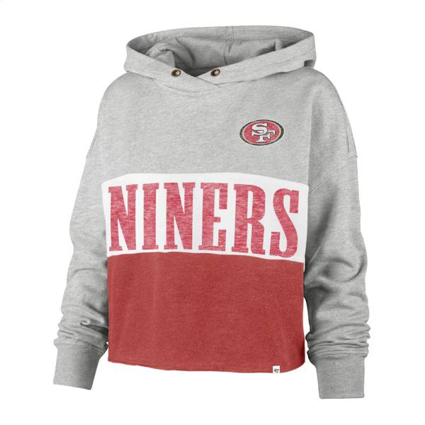 '47 Women's San Francisco 49ers White Lizzy Cut Off Hoodie