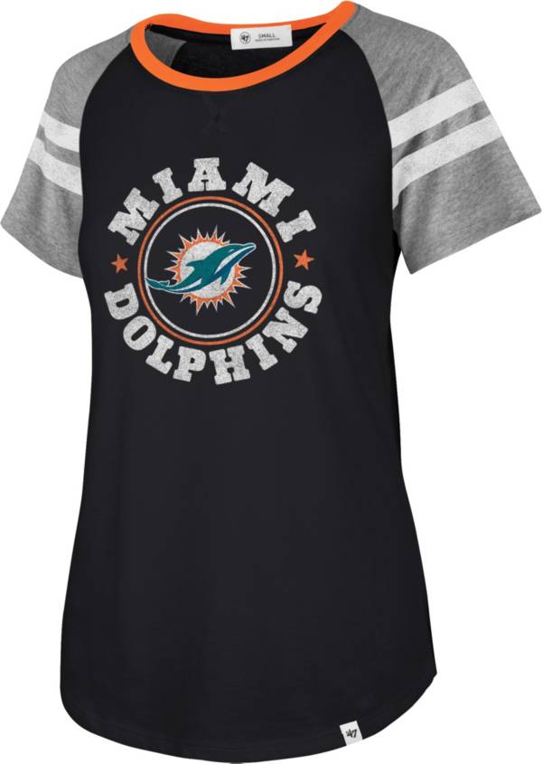 '47 Women's Miami Dolphins Static Black Raglan T-Shirt