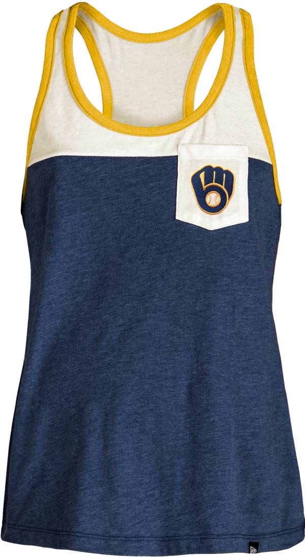 New Era Milwaukee Brewers Navy Tri-Blend Tank Top