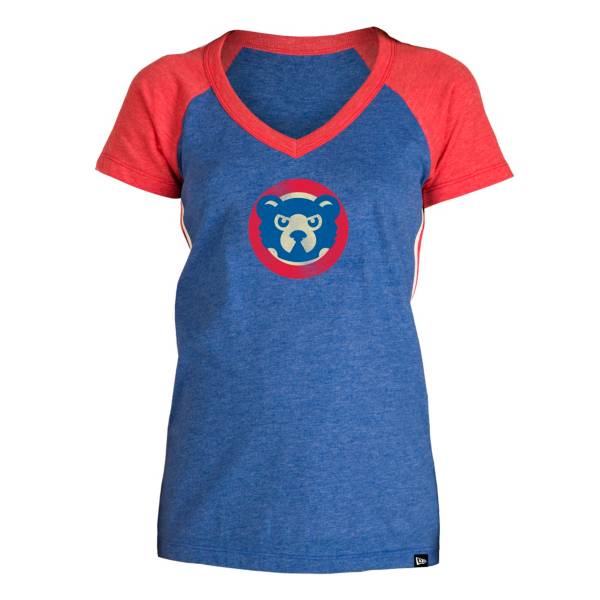 5th & Ocean Women's Chicago Cubs Royal Raglan Tri-blend V-Neck T-Shirt