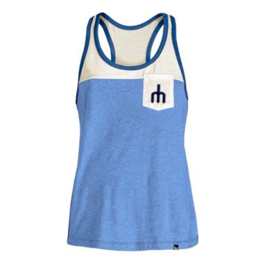sorry, 5th & Ocean Women's Seattle Mariners Royal Raglan Tri-blend Pocket Tank Top is currently out of stock