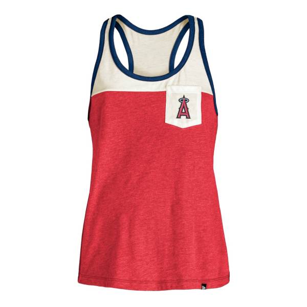 5th & Ocean Women's Los Angeles Angels Red Raglan Tri-blend Pocket Tank Top