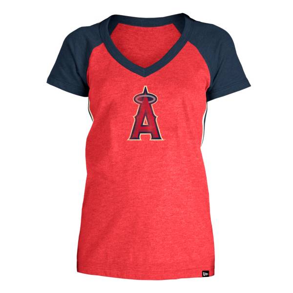 5th & Ocean Women's Los Angeles Angels Red Raglan Tri-blend V-Neck T-Shirt