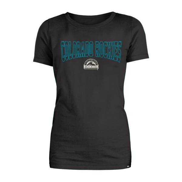 5th & Ocean Women's Colorado Rockies Black Neon Letter T-Shirt