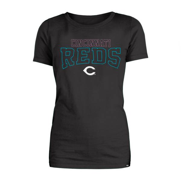 5th & Ocean Women's Cincinnati Reds Black Neon Letter T-Shirt product image