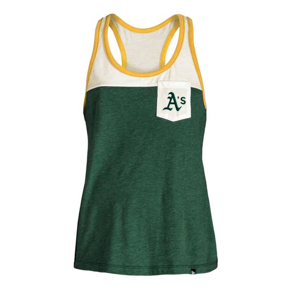 5th & Ocean Women's Oakland Athletics Green Raglan Tri-blend Pocket Tank Top