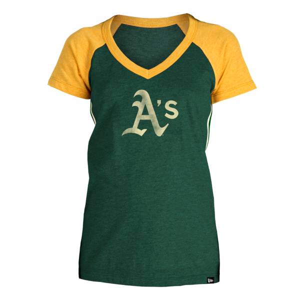 5th & Ocean Women's Oakland Athletics Green Raglan Tri-blend V-Neck T-Shirt