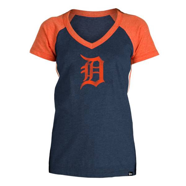 5th & Ocean Women's Detroit Tigers Navy Raglan Tri-blend V-Neck T-Shirt